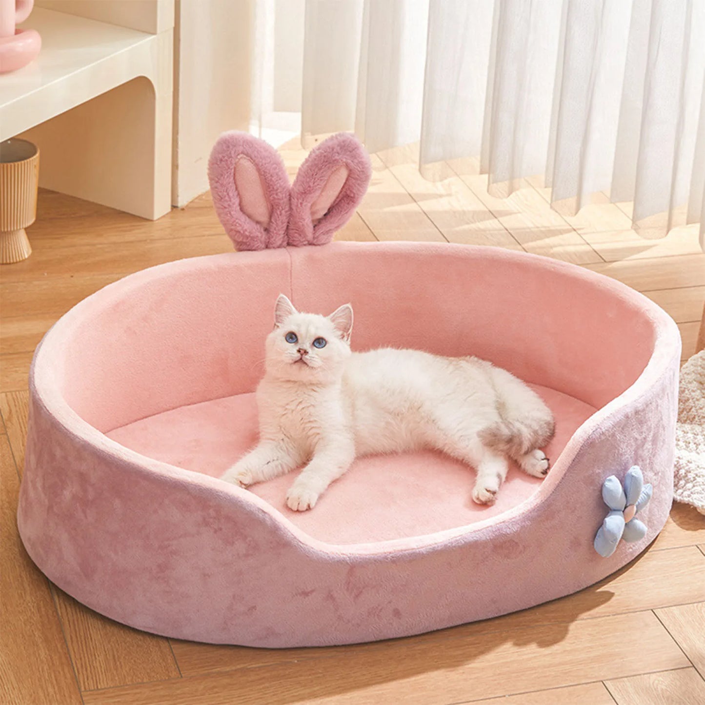 Fluffy Bunny Pet Bed – Soft, Cute & Cozy!
