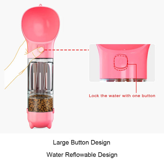 3 in1 Dog Water Bottle Food Feeder